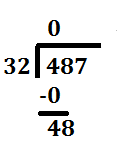 step 4 long division 487 divided by 32