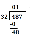 step 5 long division 487 divided by 32
