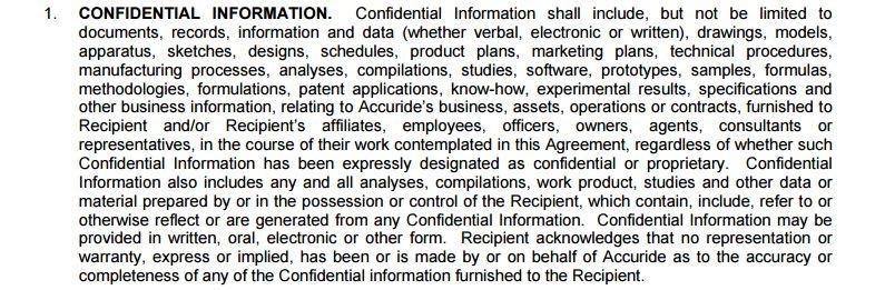 Definition of Confidential Information in Accuride Corporation