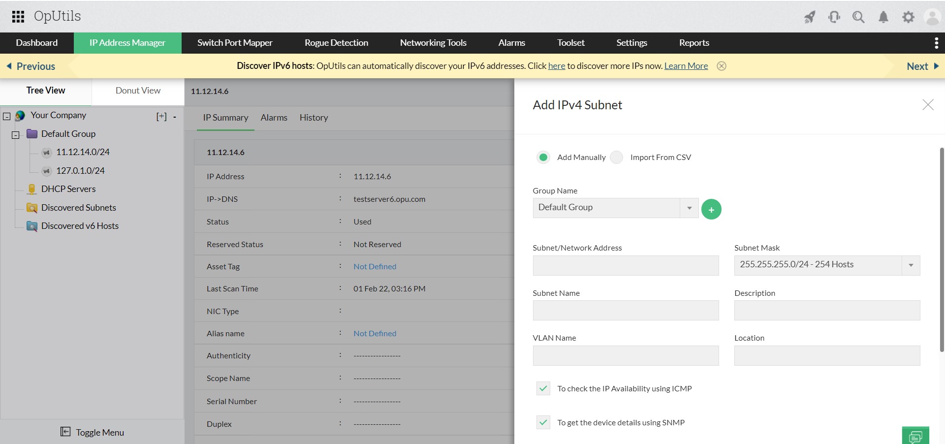 IP Address Management Software - ManageEngine Oputils