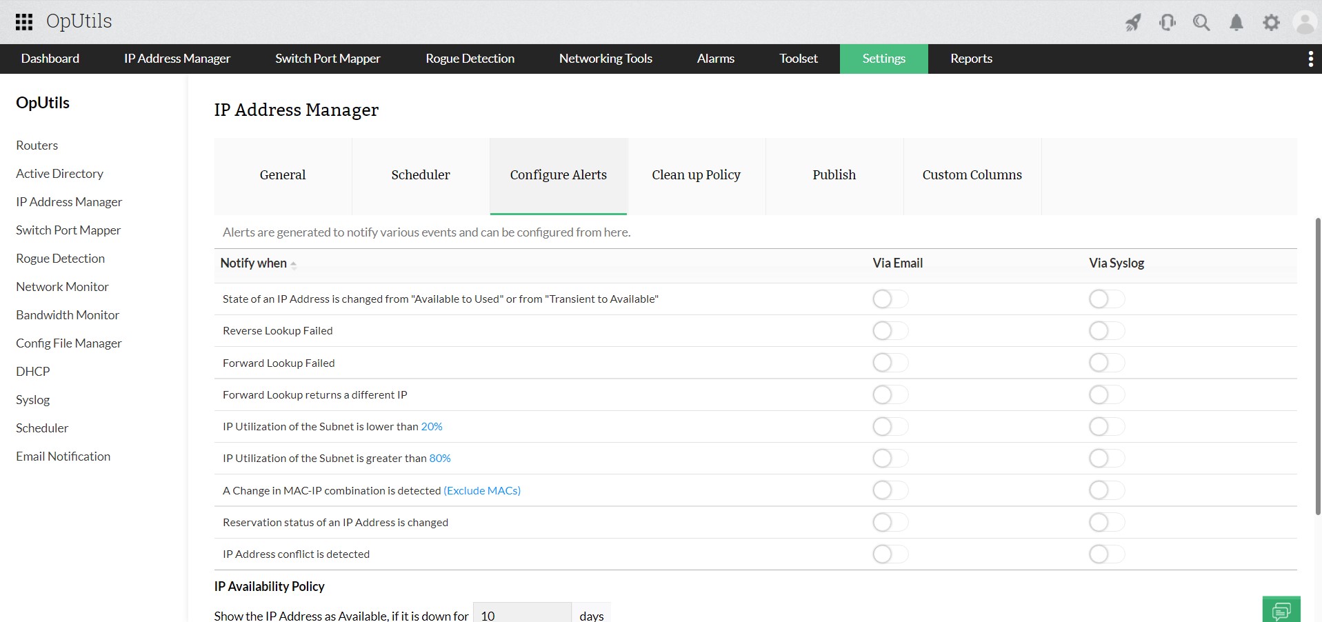 Web Based IP Address Management - ManageEngine Oputils